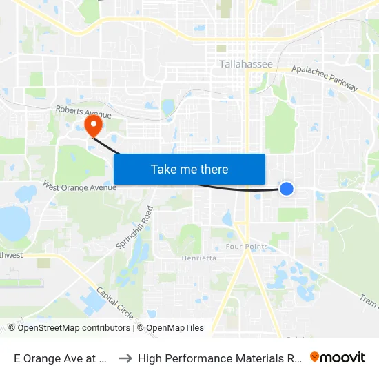 E Orange Ave at Coble Dr Eb to High Performance Materials Research Institute map