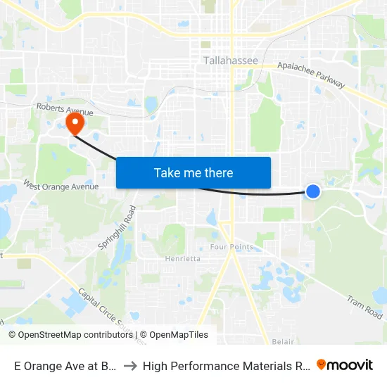 E Orange Ave at Botany Pl Eb to High Performance Materials Research Institute map