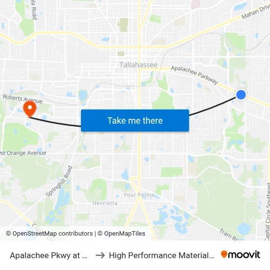 Apalachee Pkwy at Linda Ann Dr Eb to High Performance Materials Research Institute map