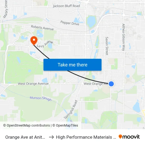 Orange Ave at Anita Davis Pl Wb to High Performance Materials Research Institute map