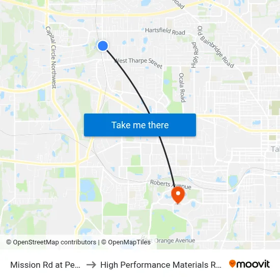 Mission Rd at Pecan Rd Nb to High Performance Materials Research Institute map