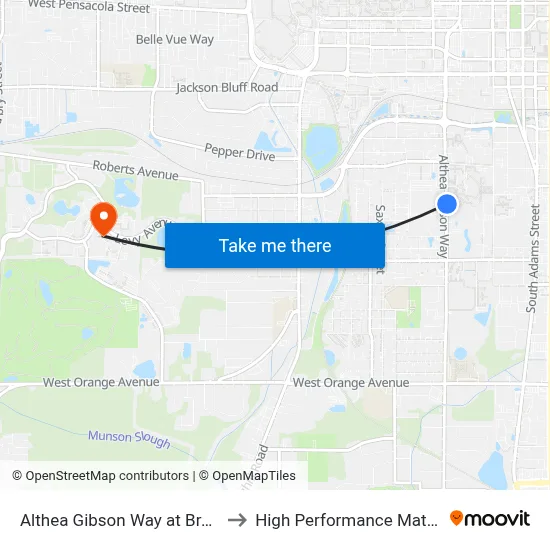 Althea Gibson Way at Bragg Memorial Stadium Nb to High Performance Materials Research Institute map