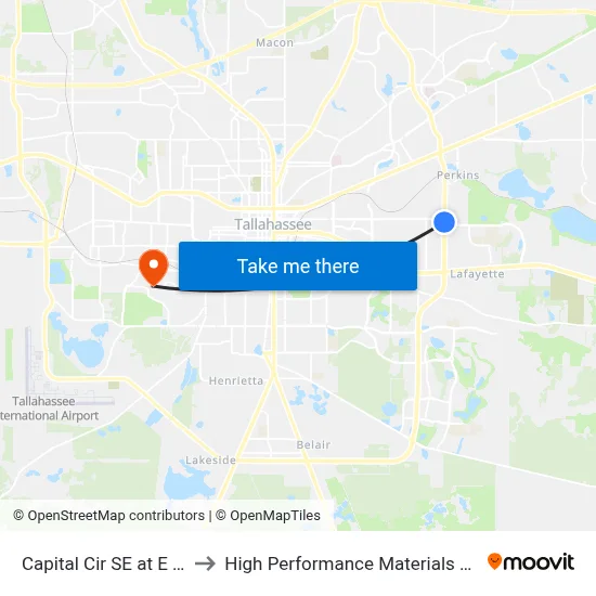 Capital Cir SE at E Park Ave Sb to High Performance Materials Research Institute map