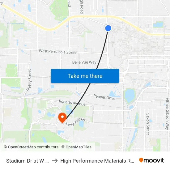 Stadium Dr at W Call St Nb to High Performance Materials Research Institute map