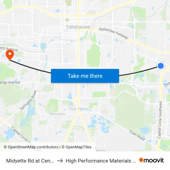 Midyette Rd at Centerview Dr Sb to High Performance Materials Research Institute map