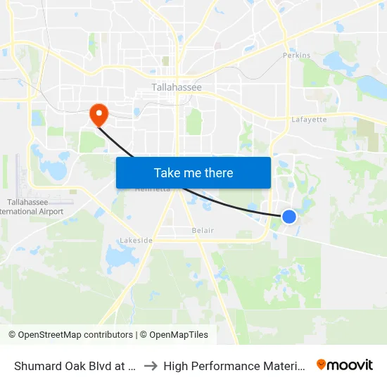 Shumard Oak Blvd at Four Oaks Blvd Eb to High Performance Materials Research Institute map