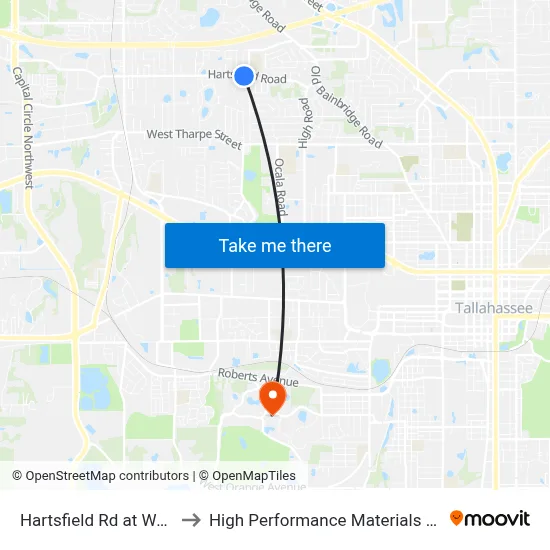Hartsfield Rd at Wanda Way Eb to High Performance Materials Research Institute map