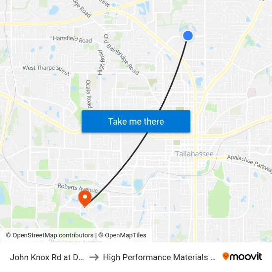 John Knox Rd at Delta Way Wb to High Performance Materials Research Institute map