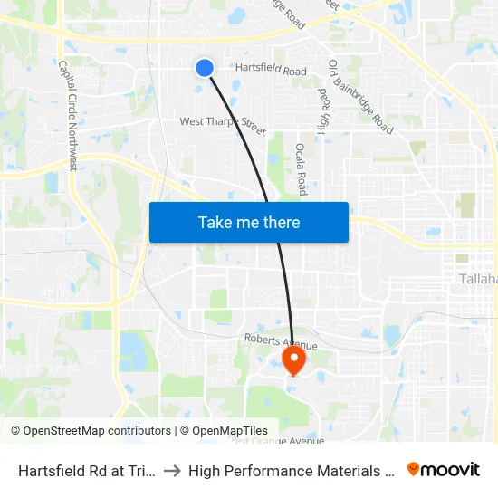 Hartsfield Rd at Trimble Rd Wb to High Performance Materials Research Institute map