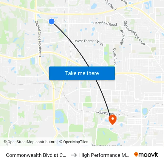 Commonwealth Blvd at Commonwealth Business Dr Wb to High Performance Materials Research Institute map