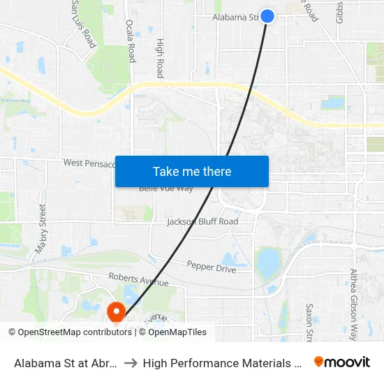 Alabama St at Abraham St Eb to High Performance Materials Research Institute map