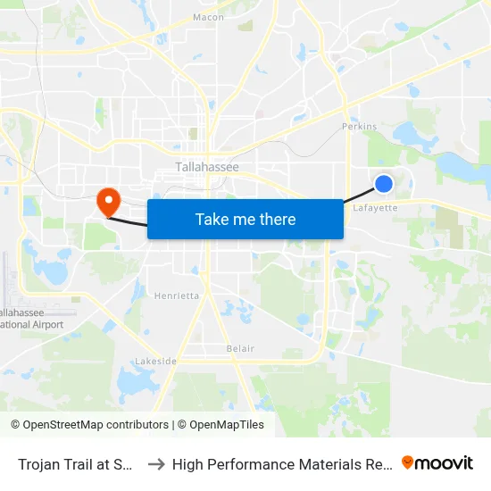 Trojan Trail at Sutor Rd Eb to High Performance Materials Research Institute map
