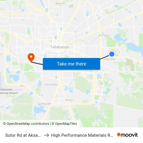 Sutor Rd at Aksarben Dr Sb to High Performance Materials Research Institute map