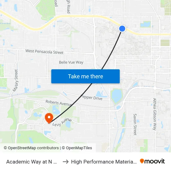 Academic Way at N Woodward Ave Eb to High Performance Materials Research Institute map