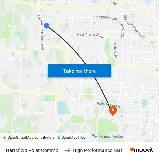 Hartsfield Rd at Commonwealth Business Dr Wb to High Performance Materials Research Institute map