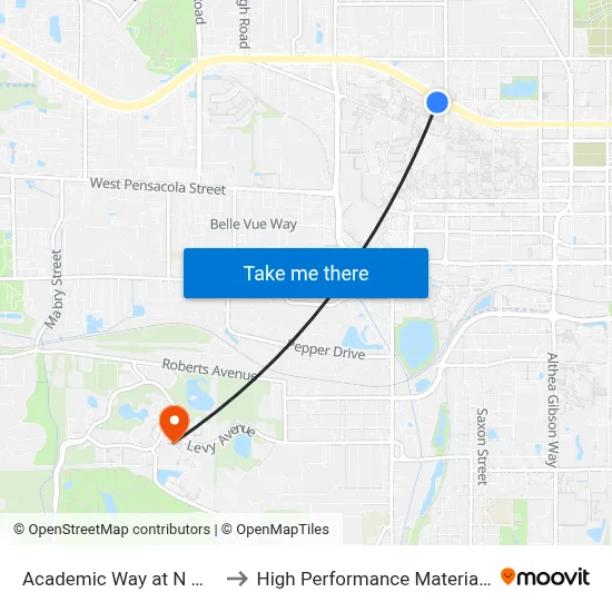 Academic Way at N Woodward Ave Wb to High Performance Materials Research Institute map