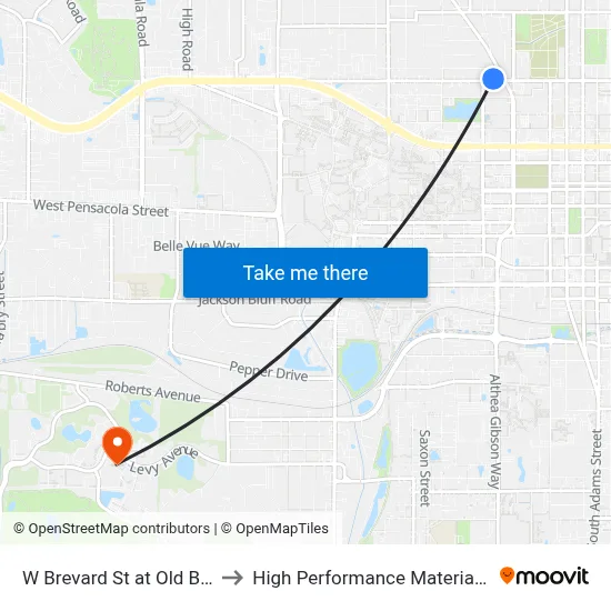 W Brevard St at Old Bainbridge Rd Wb to High Performance Materials Research Institute map