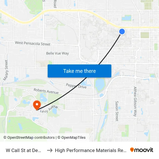 W Call St at Dewey St Wb to High Performance Materials Research Institute map