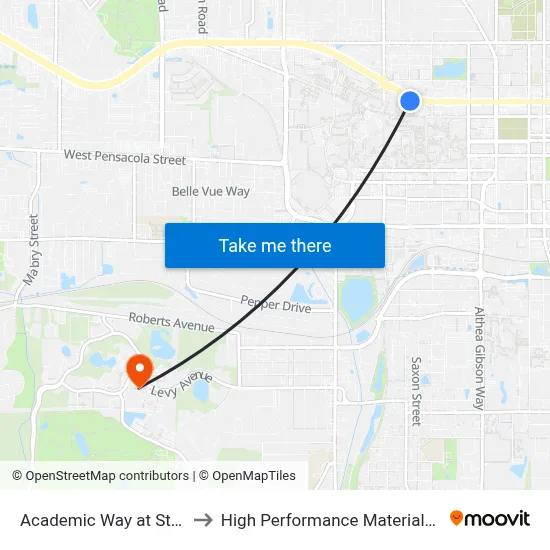 Academic Way at Student Union Eb to High Performance Materials Research Institute map