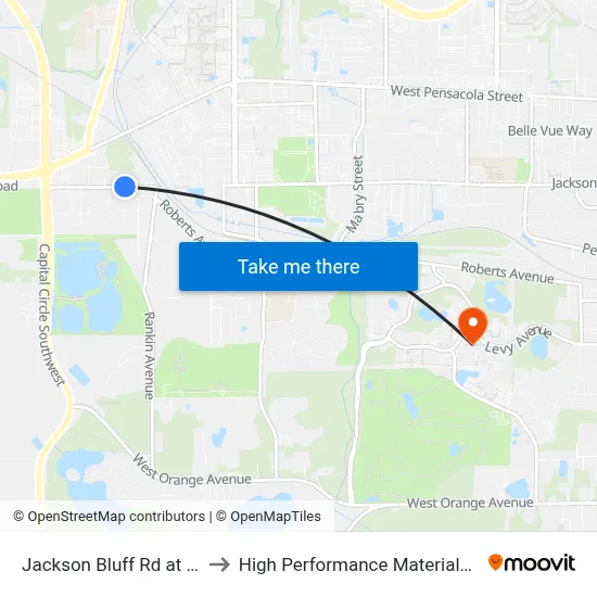 Jackson Bluff Rd at Bantam Ln Wb to High Performance Materials Research Institute map