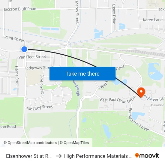 Eisenhower St at Roberts Ave Sb to High Performance Materials Research Institute map