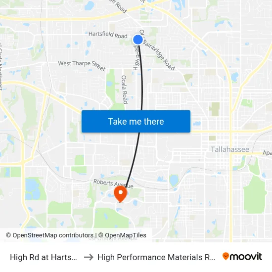 High Rd at Hartsfield Rd Sb to High Performance Materials Research Institute map