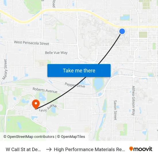 W Call St at Dewey St Eb to High Performance Materials Research Institute map
