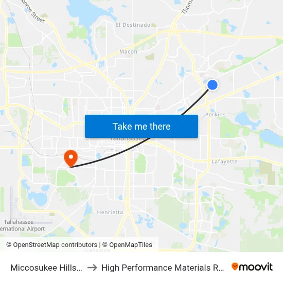 Miccosukee Hills Stop 3 Eb to High Performance Materials Research Institute map