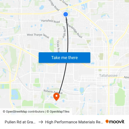 Pullen Rd at Graves Rd Eb to High Performance Materials Research Institute map