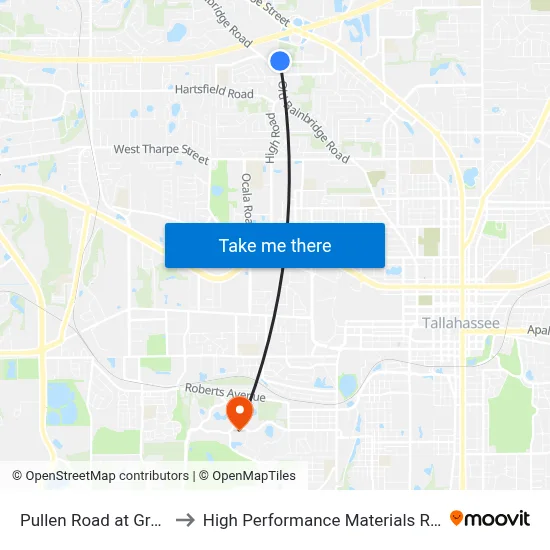 Pullen Road at Graves Rd Wb to High Performance Materials Research Institute map