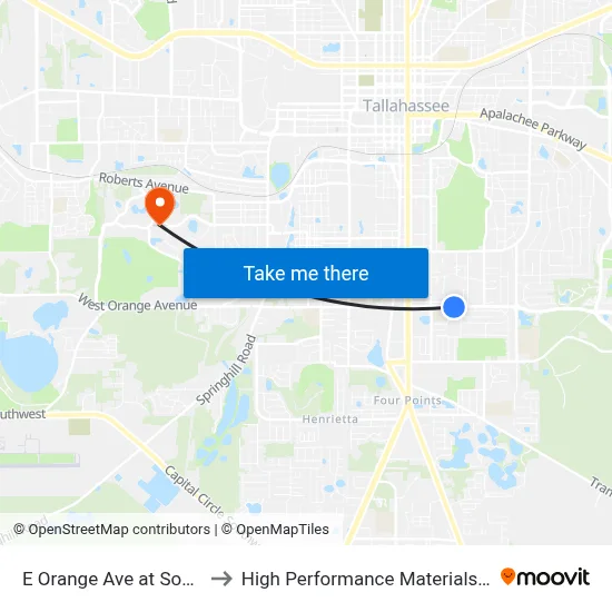 E Orange Ave at Southwood Dr Eb to High Performance Materials Research Institute map
