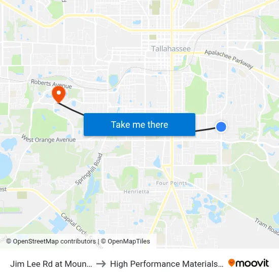 Jim Lee Rd at Mountbatten Rd Nb to High Performance Materials Research Institute map