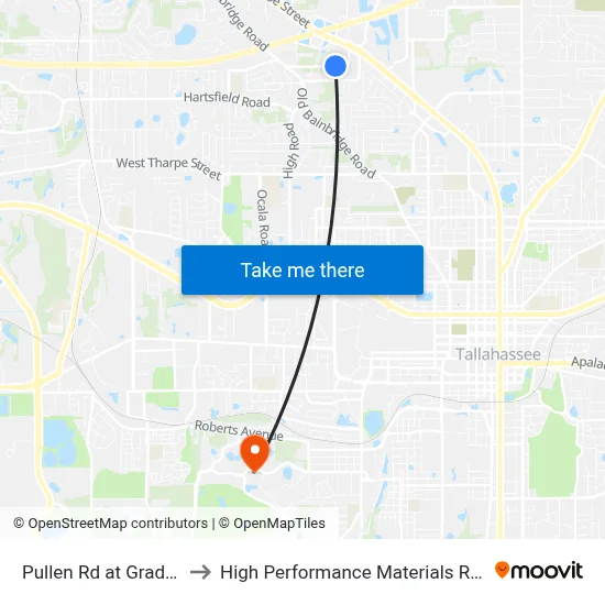 Pullen Rd at Graduate Cir Eb to High Performance Materials Research Institute map