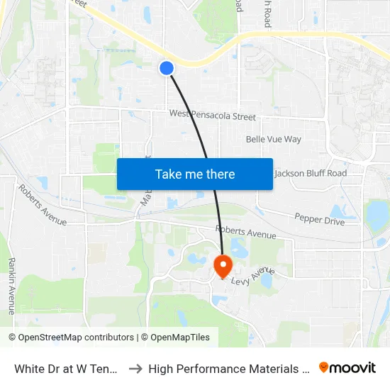 White Dr at W Tennessee St Nb to High Performance Materials Research Institute map