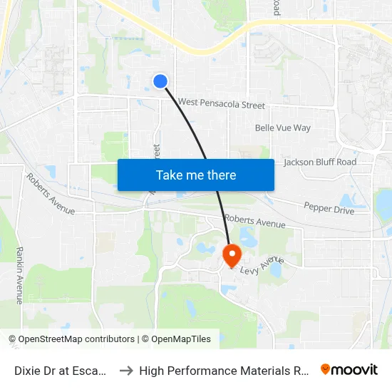 Dixie Dr at Escambia Dr Sb to High Performance Materials Research Institute map