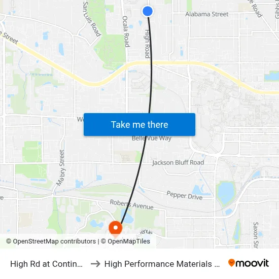 High Rd at Continental Ave Sb to High Performance Materials Research Institute map