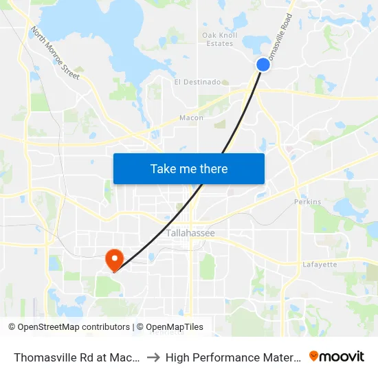 Thomasville Rd at Maclay Commerce Dr Sb to High Performance Materials Research Institute map