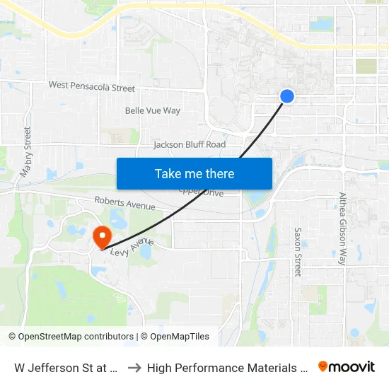 W Jefferson St at Lorene St Eb to High Performance Materials Research Institute map