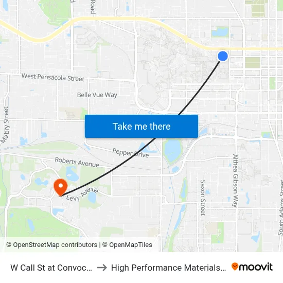 W Call St at Convocation Way Wb to High Performance Materials Research Institute map