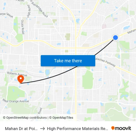Mahan Dr at Pointe Ct Eb to High Performance Materials Research Institute map