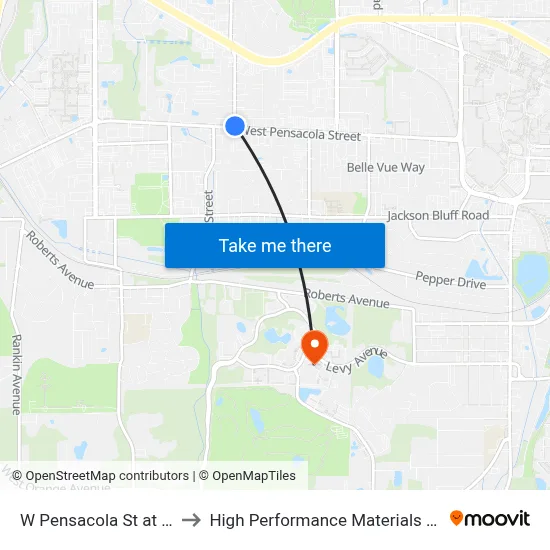 W Pensacola St at White Dr Wb to High Performance Materials Research Institute map