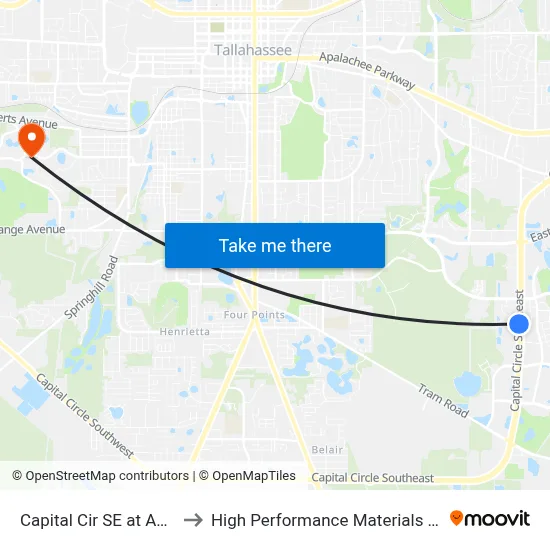 Capital Cir SE at Apartments Sb to High Performance Materials Research Institute map
