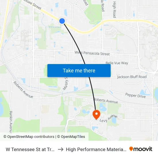 W Tennessee St at Trade Center Dr Wb to High Performance Materials Research Institute map