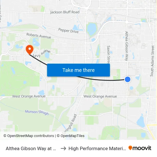 Althea Gibson Way at Famu Police Dept Nb to High Performance Materials Research Institute map
