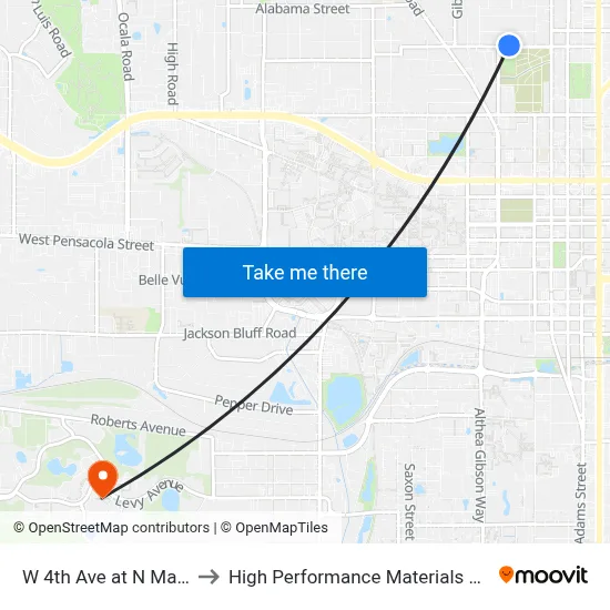 W 4th Ave at N Macomb St Eb to High Performance Materials Research Institute map
