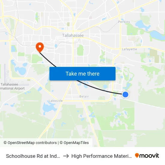 Schoolhouse Rd at Independence Landing to High Performance Materials Research Institute map