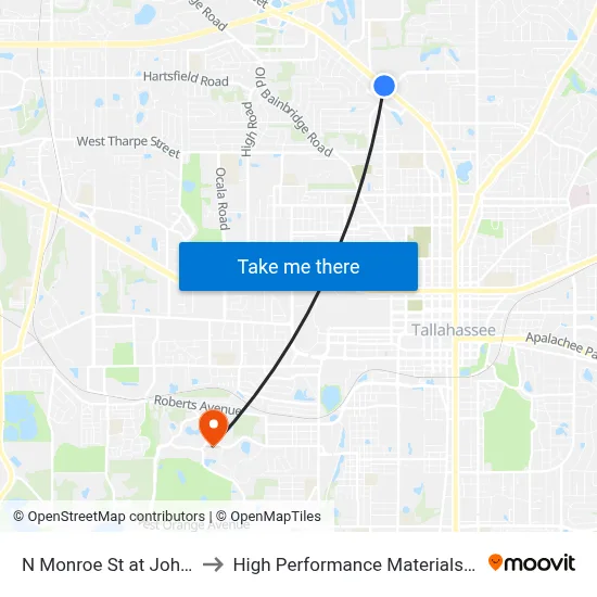 N Monroe St at John Knox Rd Nb to High Performance Materials Research Institute map