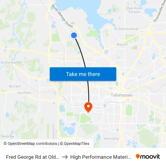 Fred George Rd at Old Bainbridge Rd Nb to High Performance Materials Research Institute map