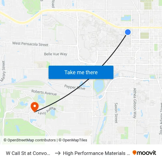 W Call St at Convocation Way Eb to High Performance Materials Research Institute map