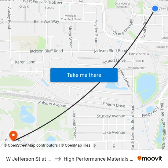 W Jefferson St at Varsity Dr Eb to High Performance Materials Research Institute map